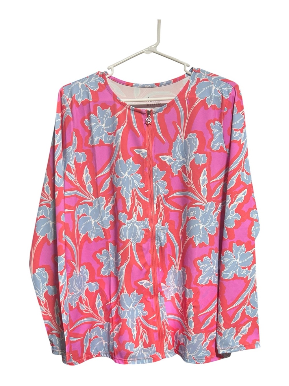 NWOT D&Co Beach Floral zip up Swim Cardigan